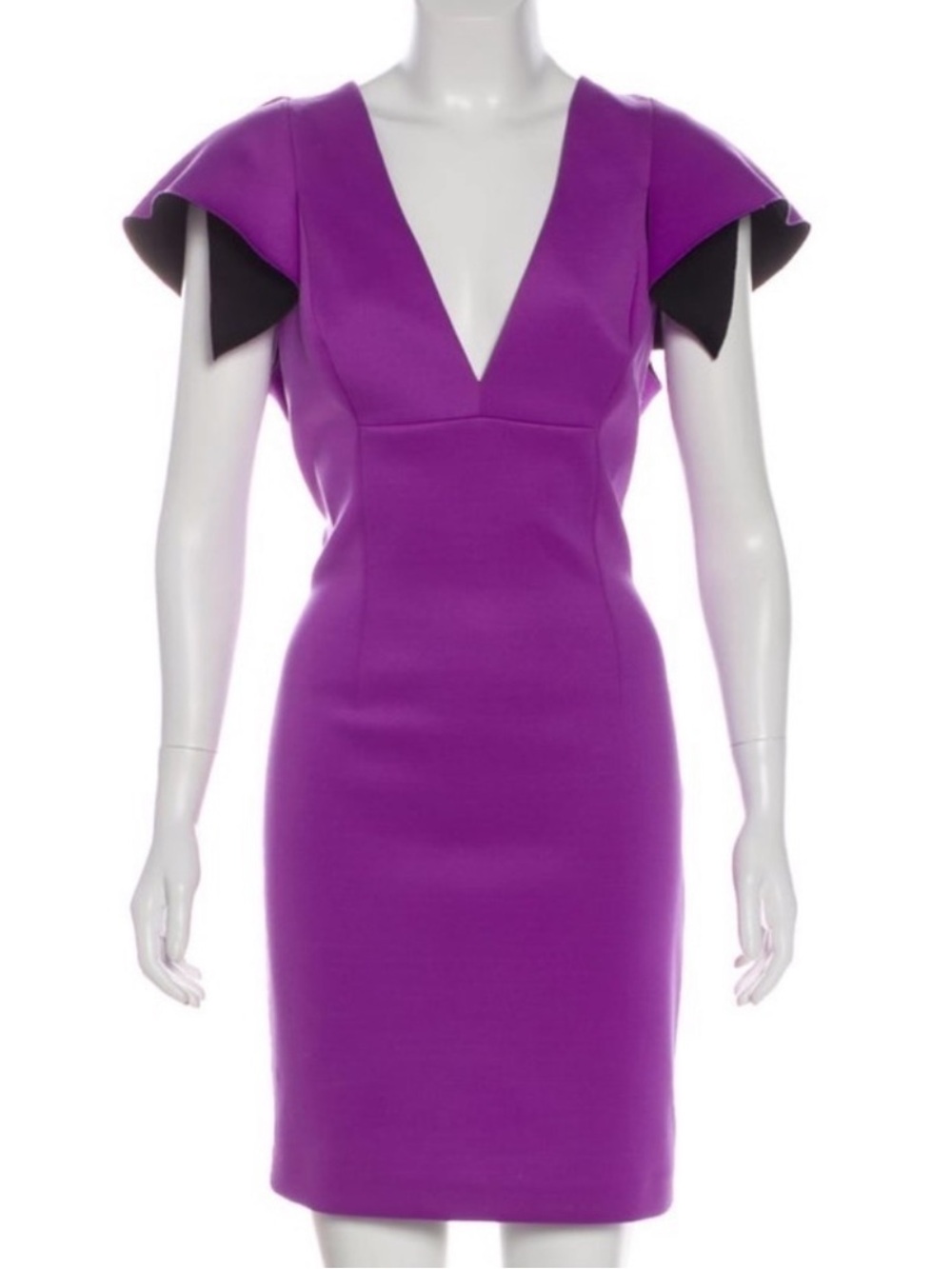 Robert Rodriguez Purple V-Neck Mini Dress